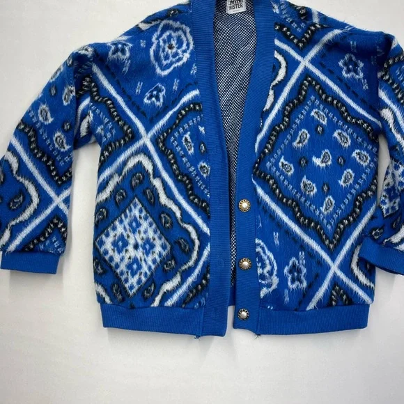 Blue Patterned Women's Cardigan - Picture 9 of 12